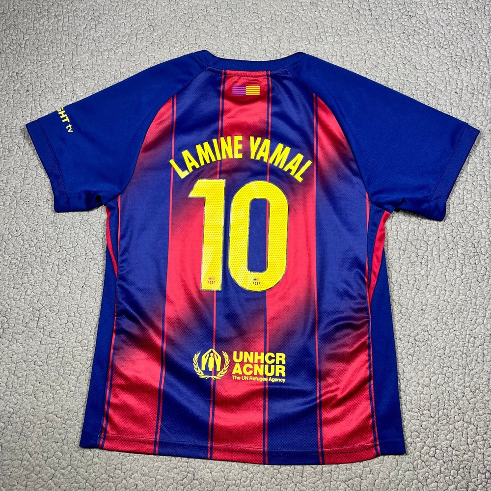 Nike Lamine Yamal 10 FC Barcelona Soccer Jersey Youth 28 US M Spotify Blue Red